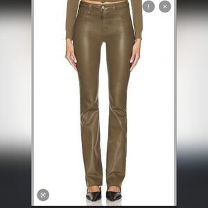 L'agence Ruth Straight Leg Mini Flare Jeans Coated high Rise